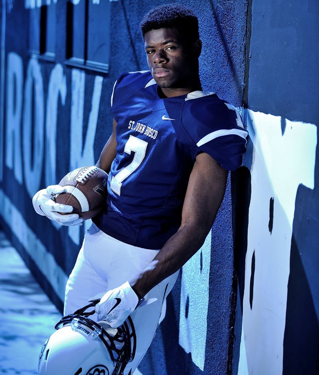 St. John Bosco receiver Anselem Umeh poses during the shoot.