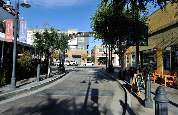 Photographer Louis Lopez staged the photo shoot for St. John Bosco in downtown Bellflower.