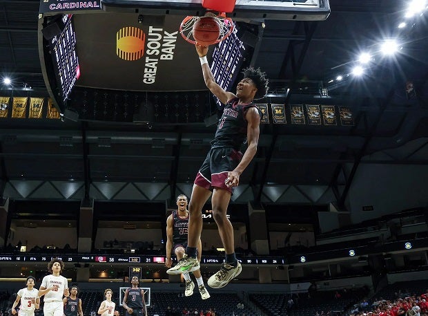 Cardinal Ritter College Prep's Quenton Parker loads up for a dunk during the MSHSAA Class 6 Championship game with Chaminade. (Photo: David Smith)