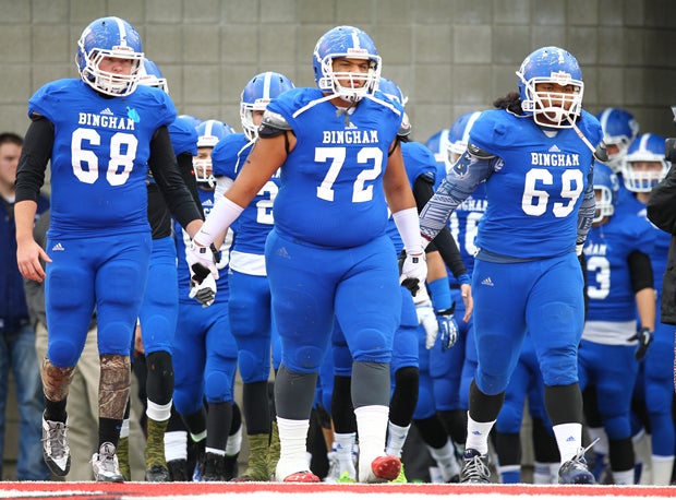 Bingham, shown entering last season's state title game, is the top team in Utah entering the season.