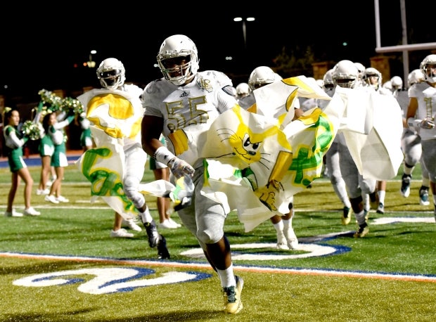 The Jackrabbits take the field in 2015 against Bishop Gorman.