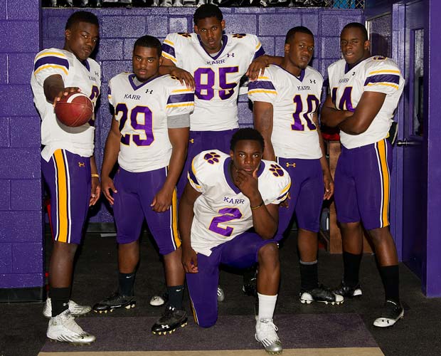 Karr has a strong nucleus of returning players from last year's undefeated team, including (kneeling) Devante "Speedy" Noil; (standing left to right) Donnie Alexander, Lamar Martin, Anthony Jones, Bryan Anderson, Quanta Moore.