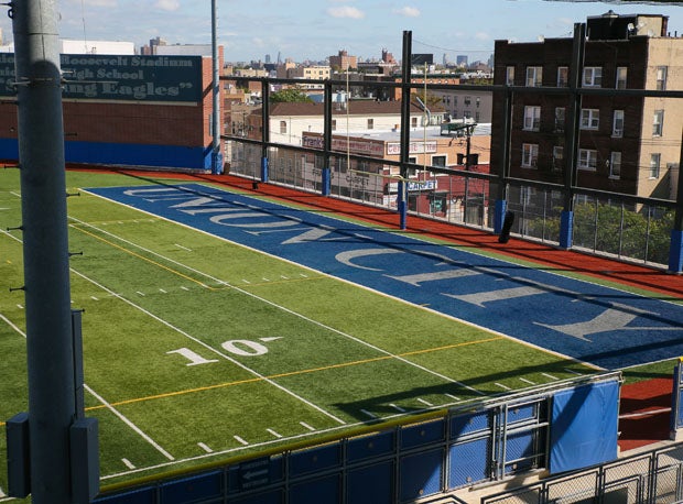 Union City's football field sits on top of its school.