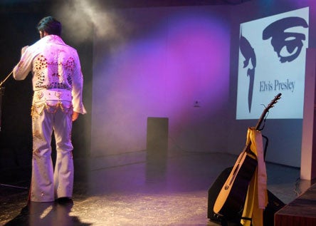 Beggs High basketball coach Brent Giddens doesn't just lounge around when he's not teaching or coaching. He moonlights as an Elvis Presley impersonator - and a very good one at that.