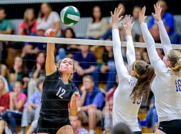 Granite Bay's Nicolette Pinkney recorded 18 kills leading Granite Bay to a four game win over Los Alamitos to claim the CIF Division I state title on Saturday at Santiago Canyon College in Orange.