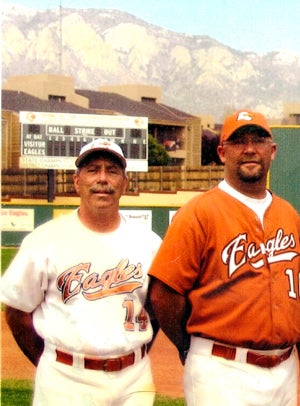 Johns, left, with Mike Stell
