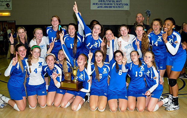 Xavier College Prep (Phoenix) celebrates the Arizona Division I state title.