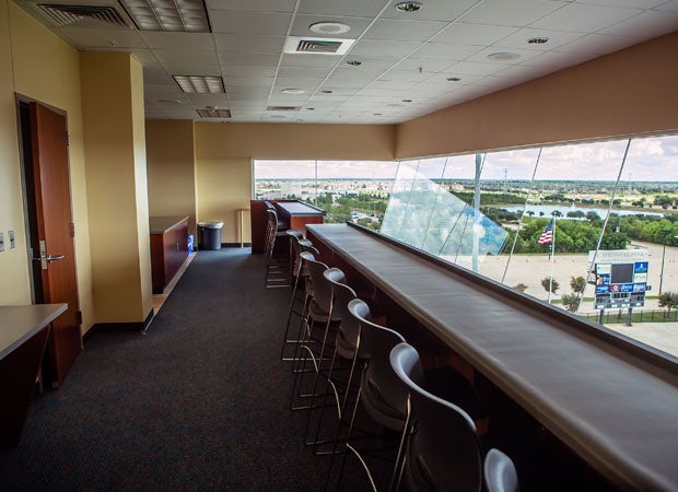 The view from the press box in the stadium. 