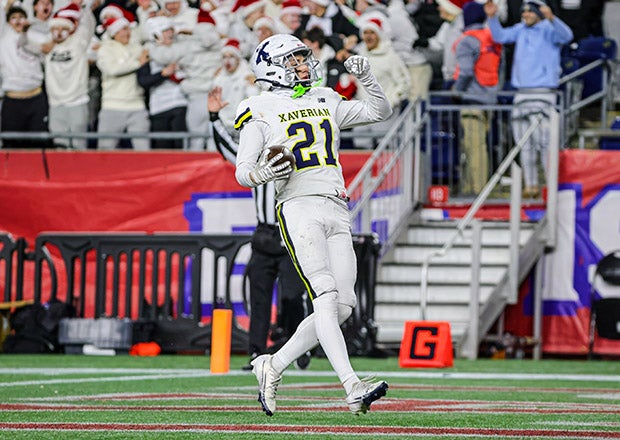 MaxPreps Massachusetts Player of the Year Christian McIntyre found the end zone twice in his team's state championship victory. (PHOTO: Brian Kelly)