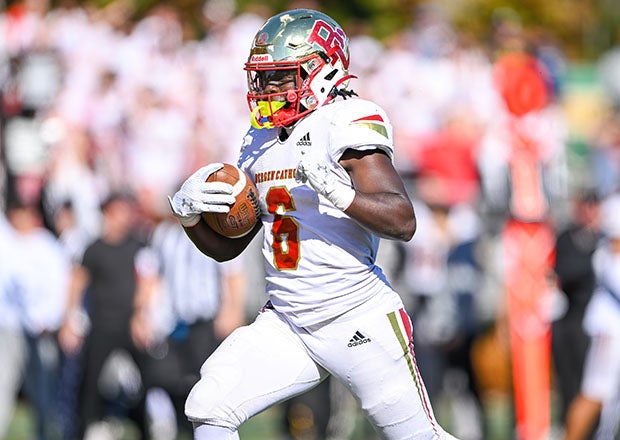 Senior Najee Calhoun of No. 17 Bergen Catholic rushed for a touchdown in the 22-21 win over No. 25 East St. Louis. (FILE PHOTO: Pete Hagedoorn)