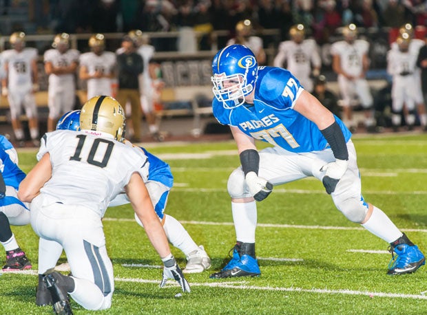 Jack Dreyer (77), who didn't play a down of football until his freshman year in high school, accepted a scholarship to Stanford Tuesday.