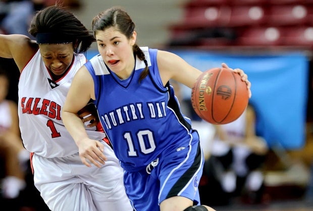 Kelsey Plum pushes the ball for La Jolla Country Day in the 2012 California Division IV state title game.
