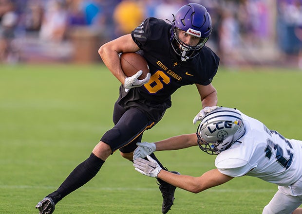 In action here last season against Lafayette Central Catholic, Hayden Cler etched his place in history Friday night with 26 receptions. (Photo: Julie L. Brown)