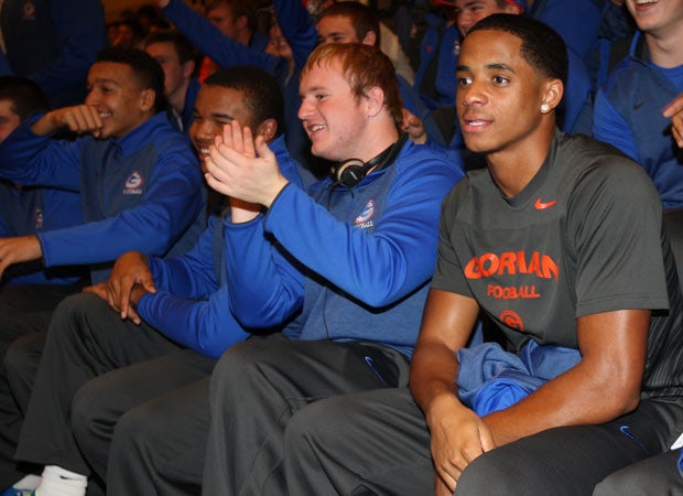 Cordell Broadus (right), the son of Snoop Dogg, has acclimated to the school and team superbly since transferring from Southern California.
