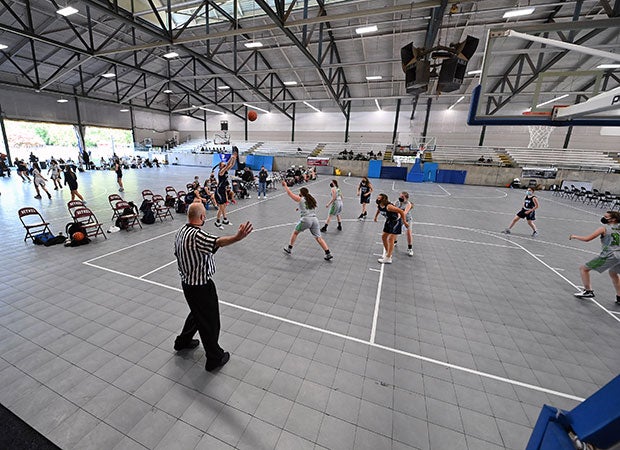 Two junior varsity girls games were the first to be played on the newly installed courts Wednesday afternoon.