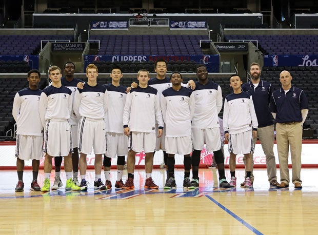 San Gabriel Academy takes a moment before the game to capture a unique opportunity.