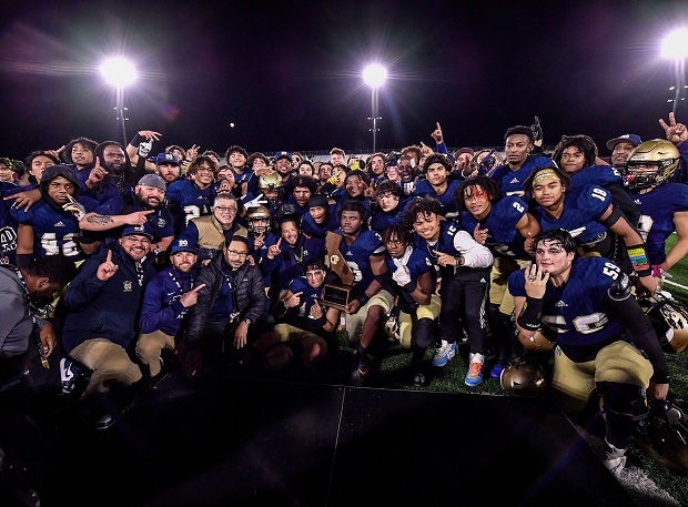 Mater Dei Catholic celebrates its CIF Division 2-AA finals win over McClymonds at Saddleback College. (Photo: Louis Lopez)