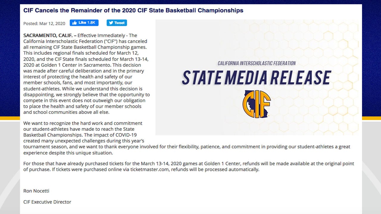 Official statement from CIF and Executive Director Ron Nocetti.