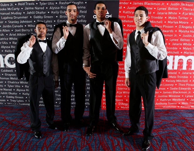 University of Kentucky signees from left to right: Tyler Ullis, Trey Lyles, Karl-Anthony Towns and Devin Booker. 