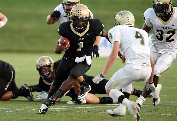 Sims rushed for 148 yards and threw for an additional 91 against Plant.