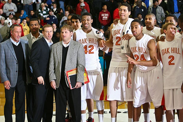 Steve Smith (far left) with his 2011-2012 team that had just defeated Julius Randle and Prestonwood Christan at the Spalding Hoophall Classic. This was Smith's last unbeaten team that also won the MaxPreps National Championship.  