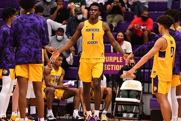 Jalen Duren of Montverde Academy is introduced during a game earlier this season.