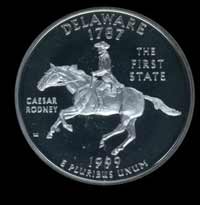 The Delaware state quarter,featuring Caesar Rodney.