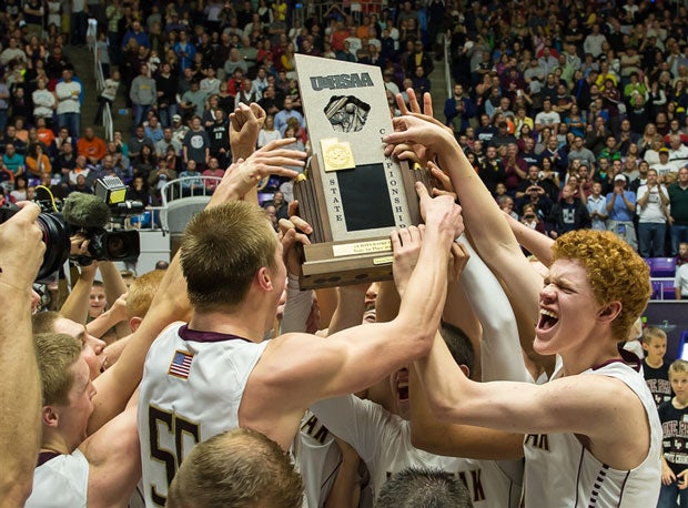Lone Peak celebrates its third straight state title in Utah after a dominating championship victory over Alta.