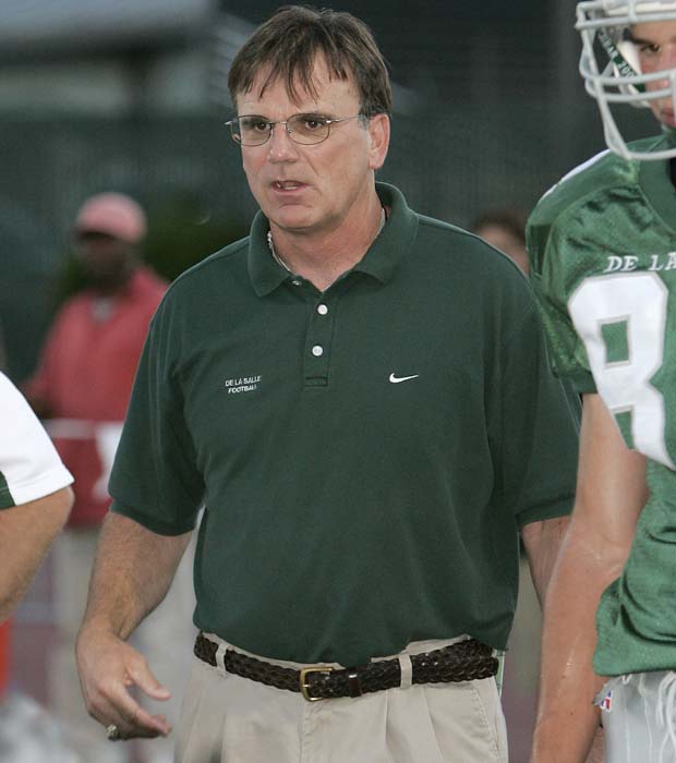Bob Ladouceur is shown along the sideline during a game against Archbishop Mitty in 2004.