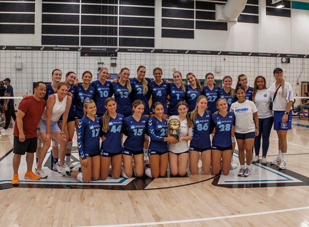 No. 3 Marymount celebrates with the Durango Fall Classic trophy after winning the title in the 30th annual event. (PHOTO: Jennie Webber)