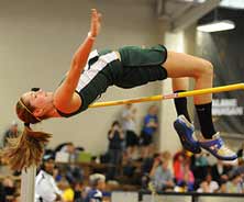 Taylor Burke is aiming to make it over6 feet in the high jump.