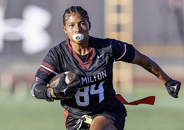 Samaya Taylor-Jenkins has 28 receptions for 312 yards and six touchdowns in just four games for newly-ranked Hamilton of Arizona. (Photo: Steve Paynter)