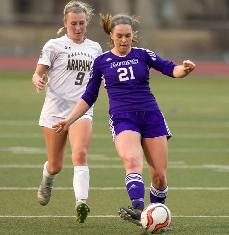 Littleton senior Sarah Gray, right, has the Lions off to a great start to the Colorado girls soccer season. Littleton, behind the play of 11 seniors, is off to a 4-1 start.