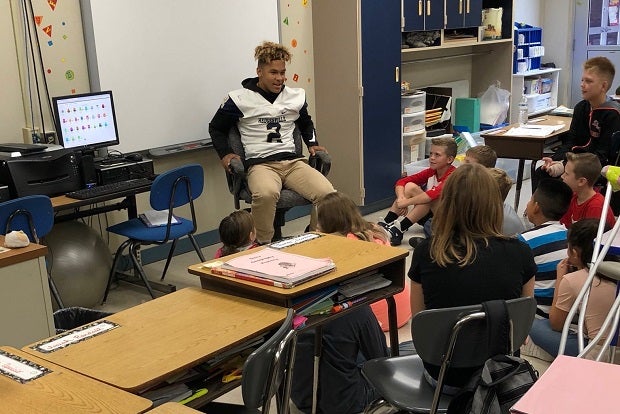 In addition to his exploits on the football field, Brown finds time to give back. The son of a master gunnery sergeant in the Marines, Brown is a disciplined young man and tackles the classroom like he tackles defenders.