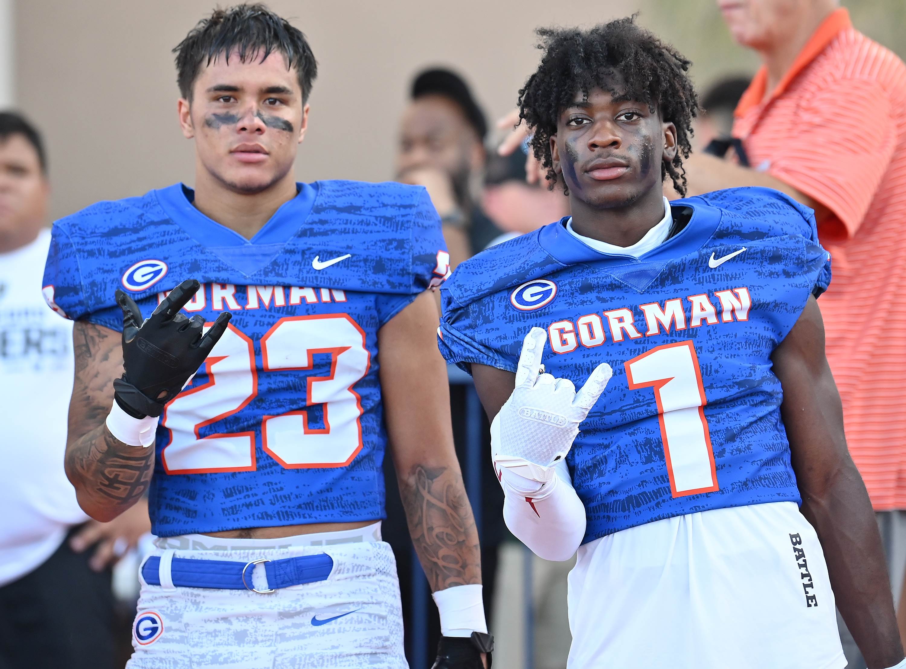 Wisconsin commit Trech Kekahuna, left, and USC commit Zachariah Branch headline Bishop Gorman's wide receiver room.