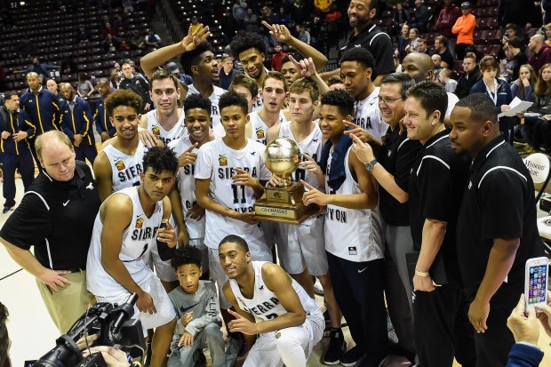 Sierra Canyon celebrates a win in the Bass Pro Shops Tournament of Champions final. The Trailblazers were beat at the buzzer by Oak Hill Academy (Mouth of Wilson, Va.) in last year's Bass Pro championship game.