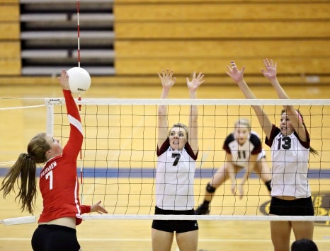 Fairview senior Bailey MacInnis (7, red) has been one of the leaders this season for the Knights. Fairview is ranked No. 4 in Class 5A, the lone remaining unbeaten team in the big-school ranks. 