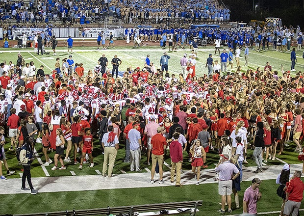 Baylor fans celebrate a victory on their rival's home field. (PHOTO: Andy Mitchell)