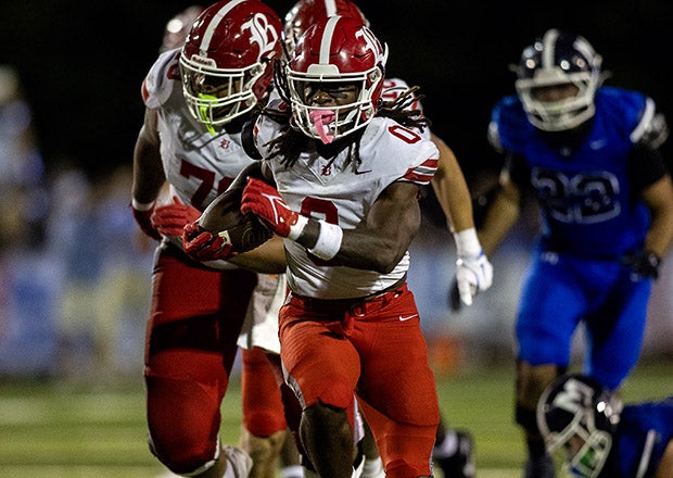 David Gabriel-Georges, a native of Canada, showed why he is considered one of the top running backs in the country. He has more than 30 FBS offers, including Alabama, Michigan, Notre Dame, Ohio State and Oregon. (PHOTO: Andy Mitchell)