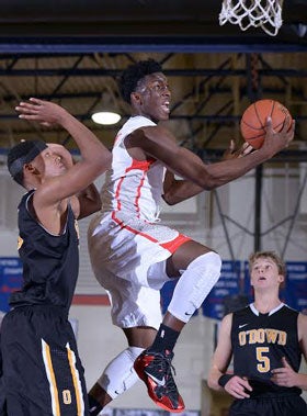 Stanley Johnson rises for a bucket over Ivan Rabb of Bishop O'Dowd.