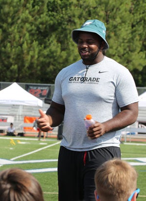 Fletcher Cox at the New Era All Star Camp
in Atlanta.