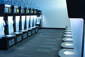 IMG Academy’s new football locker room was
designed to provide the optimal college-like
experience.