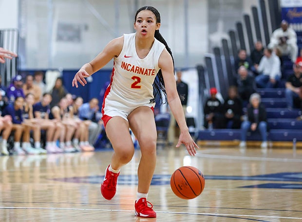 Indiana commit Nevaeh Caffey helped No. 23 Incarnate Word Academy to its eight straight Missouri Class 6 title on Thursday. The Red Knights beat Staley 55-41. (FILE PHOTO: Marty Beck)