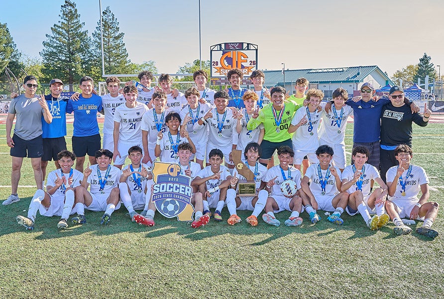Despite losing 15 matches during the season, Los Alamitos put it all together in the postseason. The Griffins posted five clean sheets in seven contests en route to California's inaugural Division III state championship. (PHOTO: Vien Lam)