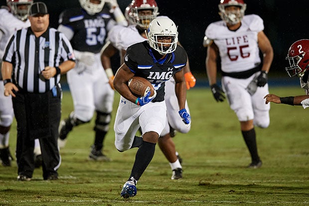 Junior running back Kaytron Allen leads IMG Academy this season with 255 rushing yards and six touchdowns.
