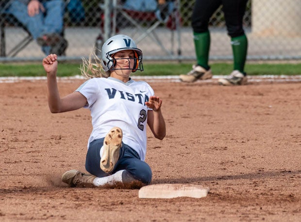 Arizona-bound shortstop Tayler Biehl leads Vista del Lago in every offensive category, including stolen bases with 18.  