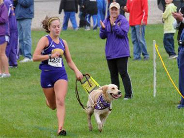 Sami Stoner refused to give up running when she was diagnosed with Stargardt's disease in the eighth grade. With the help of her seeing-eye dog Chloe, Stoner was a fan favorite.