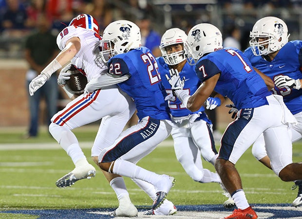 The Allen defense held Evangel Christian Academy in check all night.