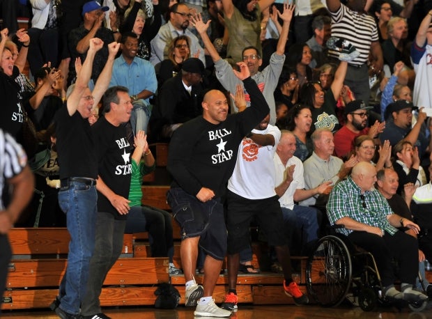Chino Hills fans, including proud papa LaVar Ball, celebrate Friday night.