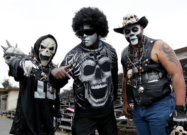 A few members of the Oakland Raiders famous "Black Hole" were in attendance for the Oakland High vs. Fremont game at Curt Flood Field.